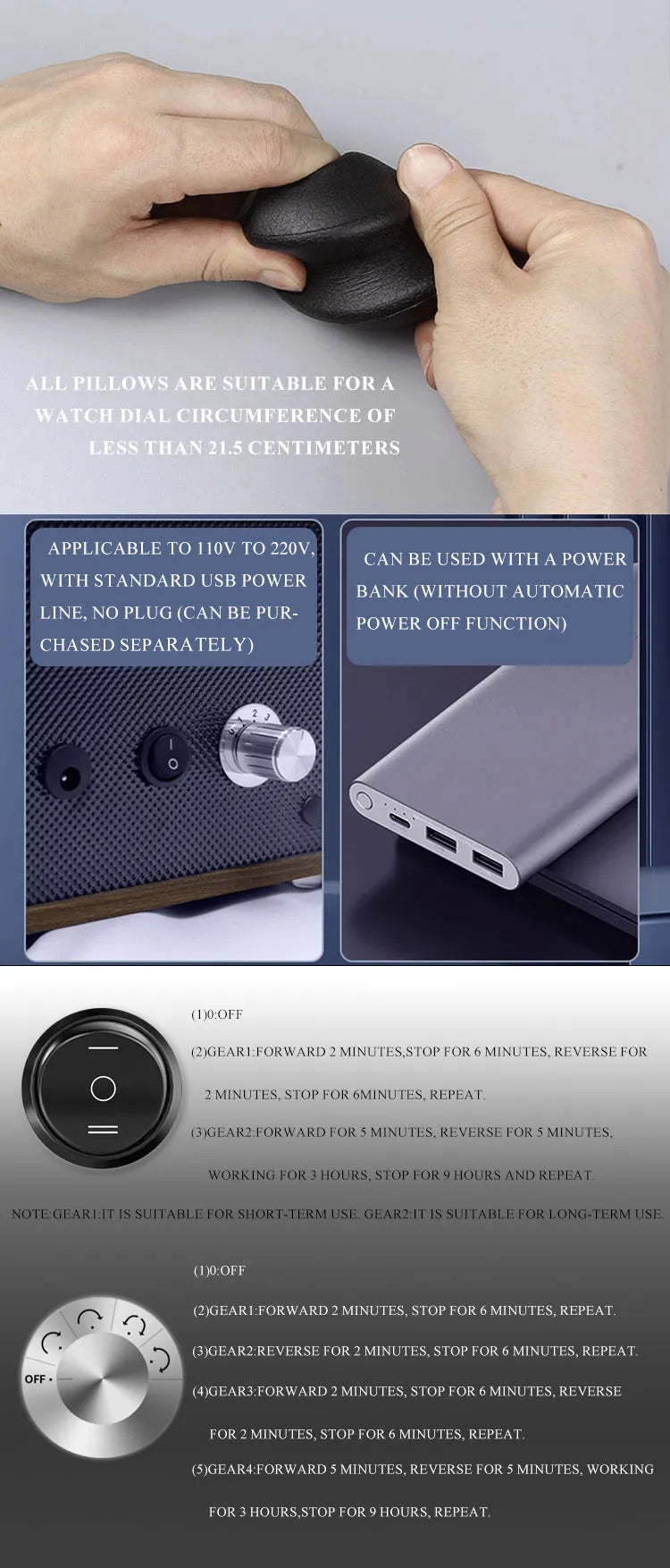 6 Slots Rechargeable for Watch Winder USB Powered Mechanical Watches Holder Wood Case Winding Cabinet Storage Display Box