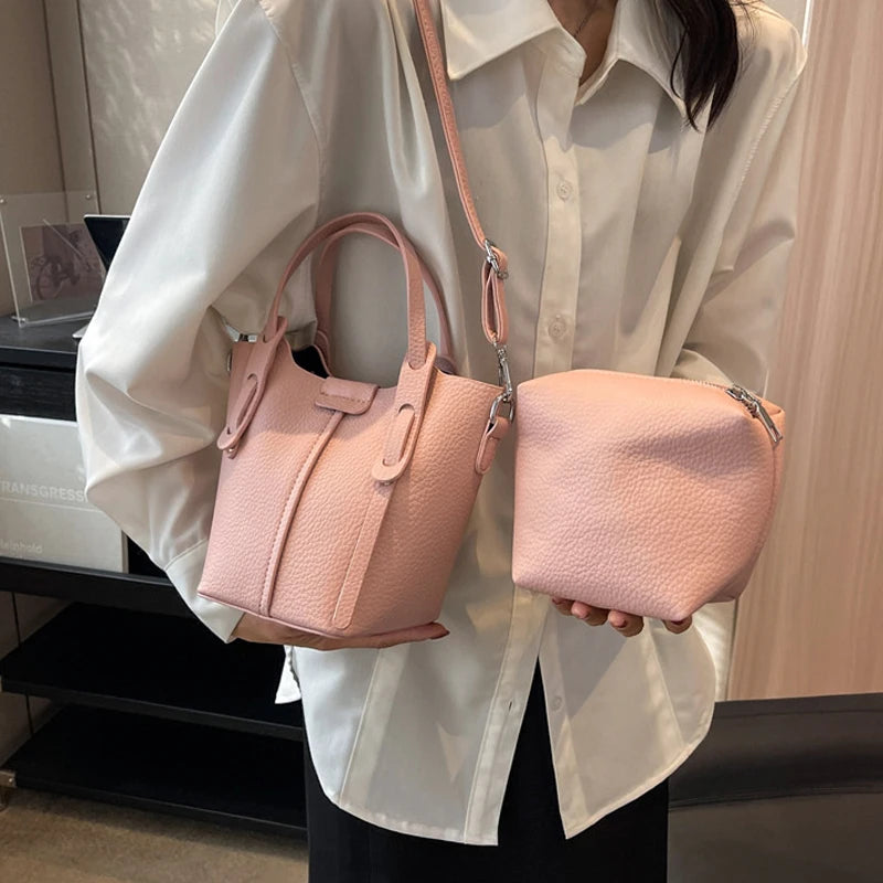 Bucket Handbags Women 2026 New Large Capacity Shoulder Crossbody Bags Luxury Designer Ladies Texture Leatrher Tote Bags