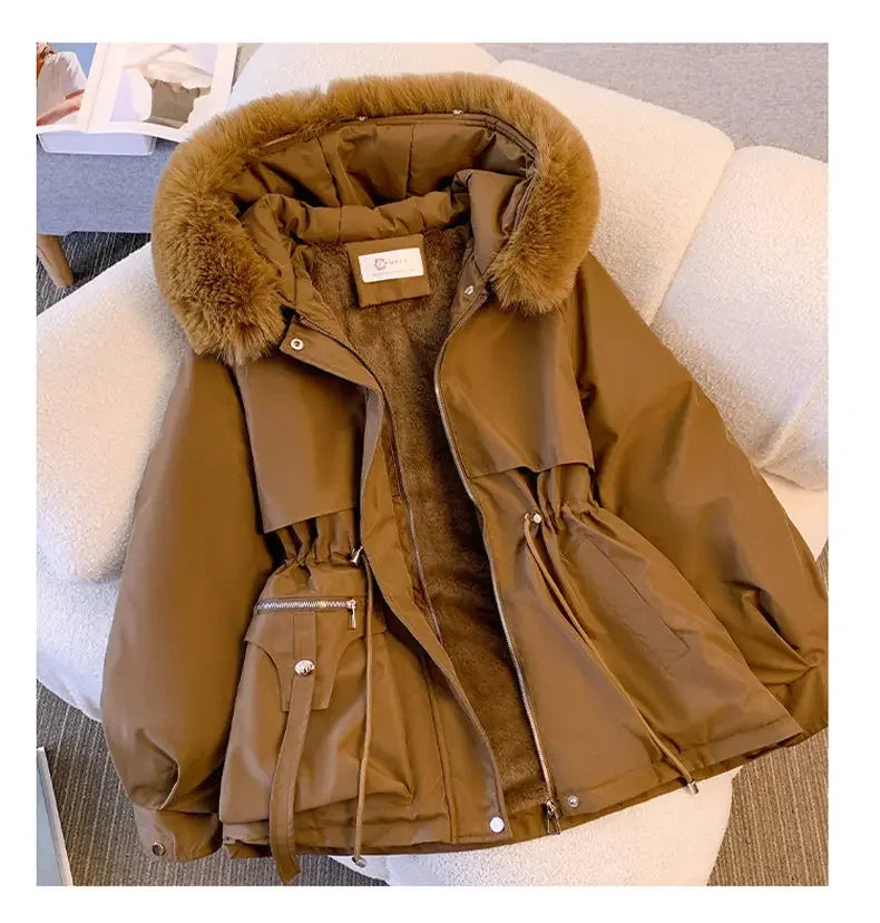 Detachable Pai Overcomes Women's Winter 2026 New Casual Down Cotton Thicken Hooded Coat Female loose Warm Wool Overcoat