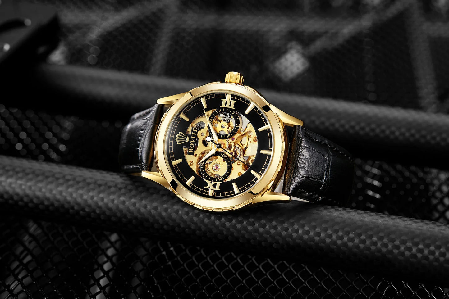 Men Automatic Watch  Stainless Steel Strap Skeleton Mechanical Watches Top Brand Luxury Pointer Watch