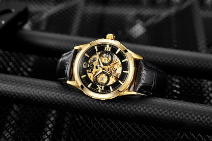 Men Automatic Watch  Stainless Steel Strap Skeleton Mechanical Watches Top Brand Luxury Pointer Watch