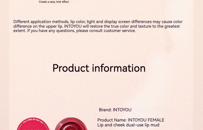 Into You Canned Lip Mud Matte Velvet Whitening Long lasting Lipstick Frost Lip Glaze Natural Bare Color