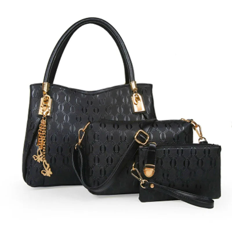 Women's Handbag 3-piece Set Women's Shoulder Bag Fashion Purse Vintage Leather Bag Large Capacity Handbag Inclined Shoulder Bag