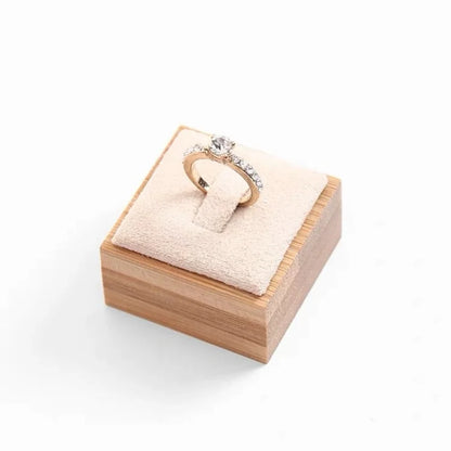 Wooden Ring Display Stand Rings Organizer Jewelry Holder Jewelry Show Props Jewelry Box Packaging Leather And Velvet Case