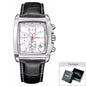 MEGIR Fashion Casual Men Chronograph Quartz Watch Top Brand Military Sport Wristwatch Man Rectangle  Leather Watches Male 2028