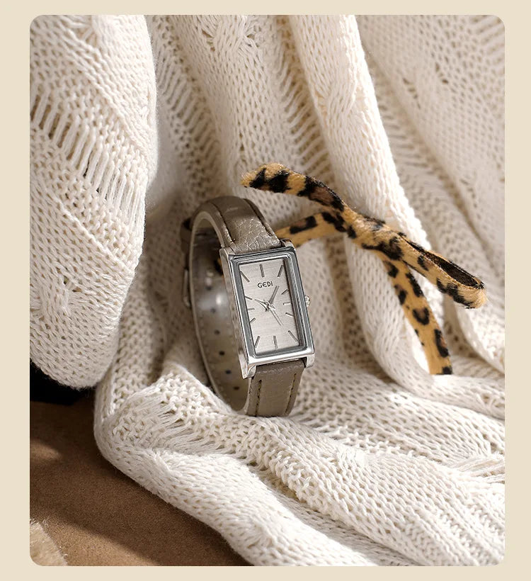 Ladies Watch Simple High-end Feel  Ankela Red Square Temperament Retro Style Waterproof belt Women's Fashion Quartz Watches