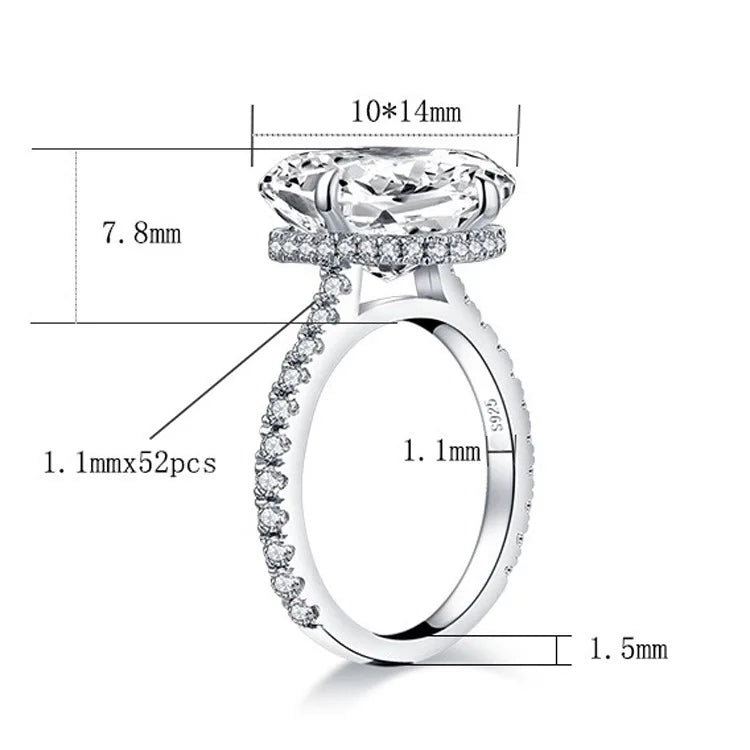 Cbtb Sterling Silver 925 Oval Real Moissanite Rings D Color Vvs1 6ct Women Wedding Luxury Diamond Rings Jewelry