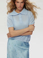 Bronladies Women's Polo Hollow Knitted Short Sleeved Sweater Spring Summer