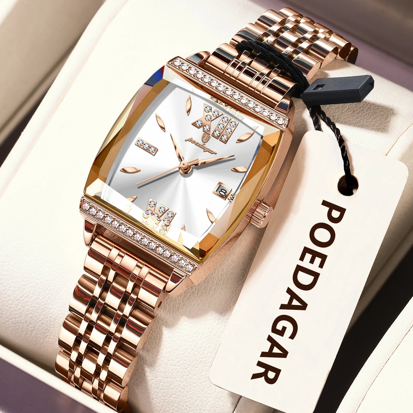 POEDAGAR Elegant Woman Watches High Quality Date Waterproof Luxury Ladies Watch Stainless Steel Casual Quartz Women's Wristwatch