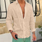Spring Autumn Men's Cotton Linen Shirt Long Sleeve Casual Solid Color Slim Fit Lapel Simple Style Male Breathable Button Tops