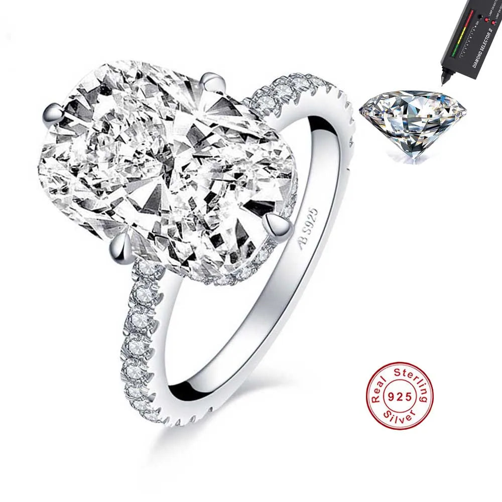 Cbtb Sterling Silver 925 Oval Real Moissanite Rings D Color Vvs1 6ct Women Wedding Luxury Diamond Rings Jewelry