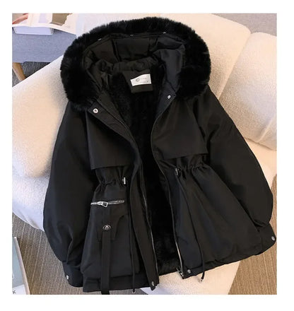 Detachable Pai Overcomes Women's Winter 2026 New Casual Down Cotton Thicken Hooded Coat Female loose Warm Wool Overcoat