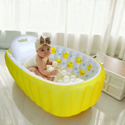 Inflatable Bathtub Pool for Sitting up, Blow up Portable Non-slip Baby Toddler Bathtub for Kids