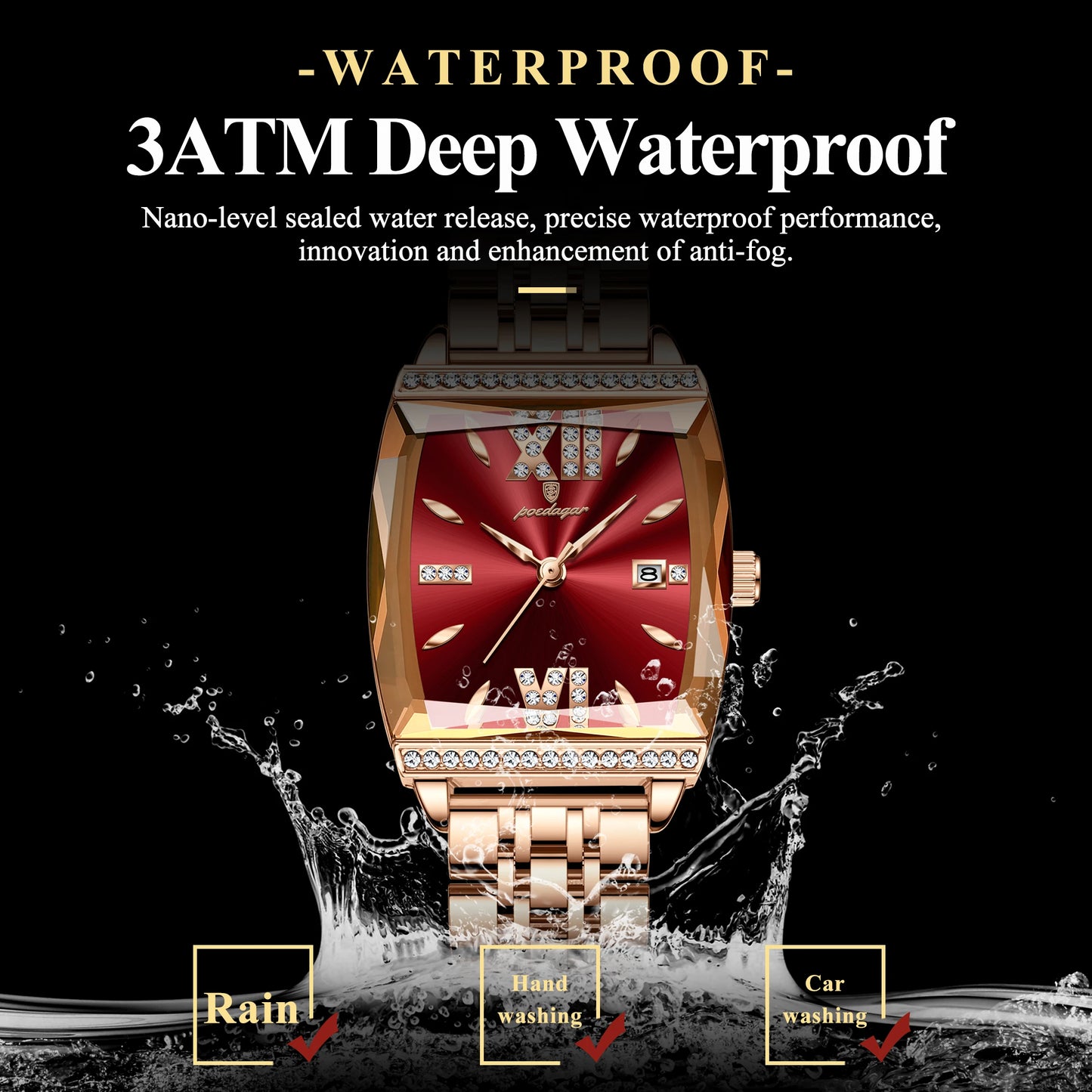 POEDAGAR Elegant Woman Watches High Quality Date Waterproof Luxury Ladies Watch Stainless Steel Casual Quartz Women's Wristwatch