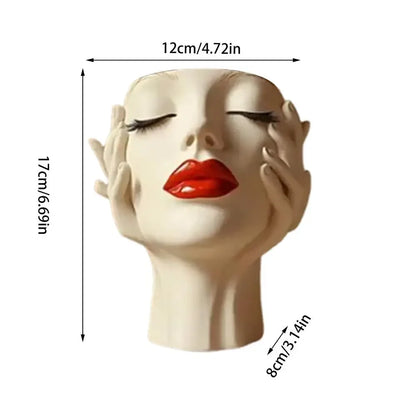 Cosmetic Brush Holder Makeup Organizer For Brushes Women's Head Design Boho Aesthetic Decorative Resin Decoration For Bathroom