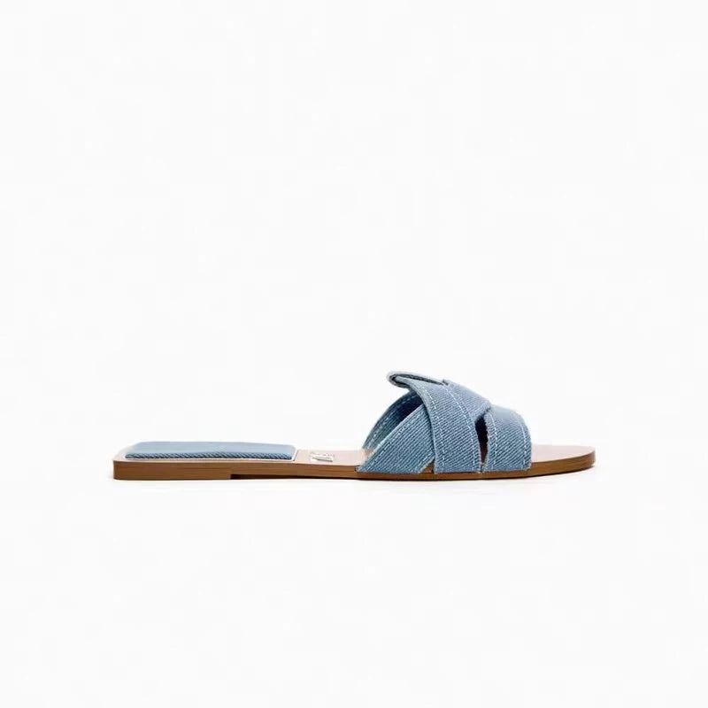 Sandálias femininas de dedo aberto, chinelos de verão ao ar livre, casuais, respiráveis, planas, em forma de T, macias, confortáveis, sapatos de salto, na moda