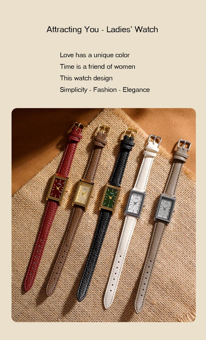 Ladies Watch Simple High-end Feel  Ankela Red Square Temperament Retro Style Waterproof belt Women's Fashion Quartz Watches
