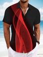 Summer Men's Geometric Grid  Plaid Shirts Short SleeveTurndown Hawaiian Shirt Button Up Shirts No Pockets Shirts