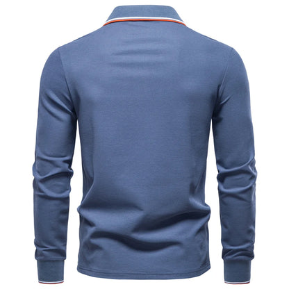 2025 Autumn New Men's Deer Embroidery Cotton Rich Blend Breathable Polo Shirts Long Sleeve Social Business Golf Polo Shirts Male