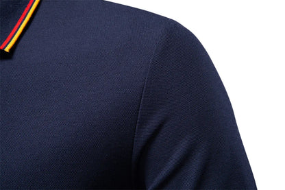 2025 Autumn New Men's Deer Embroidery Cotton Rich Blend Breathable Polo Shirts Long Sleeve Social Business Golf Polo Shirts Male