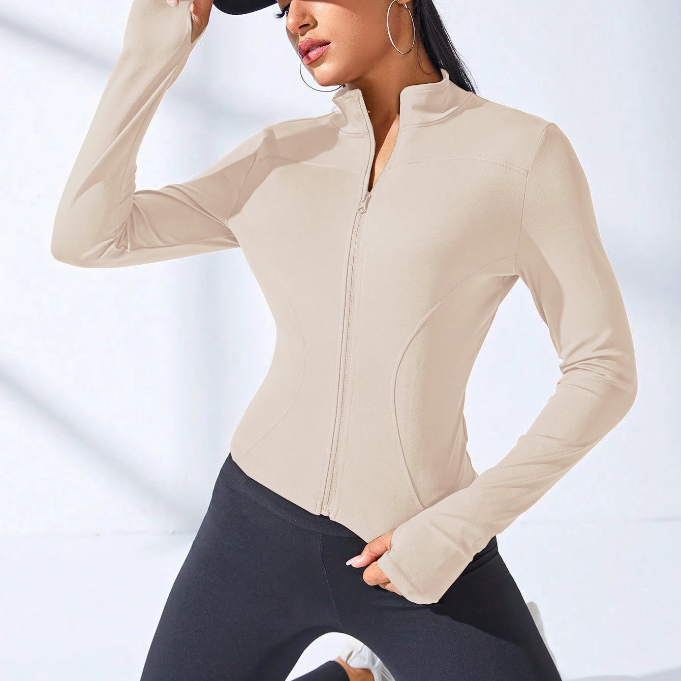 Women's Slim Fit Yoga Zip Jacket – Body Sculpting Short Sports Coat