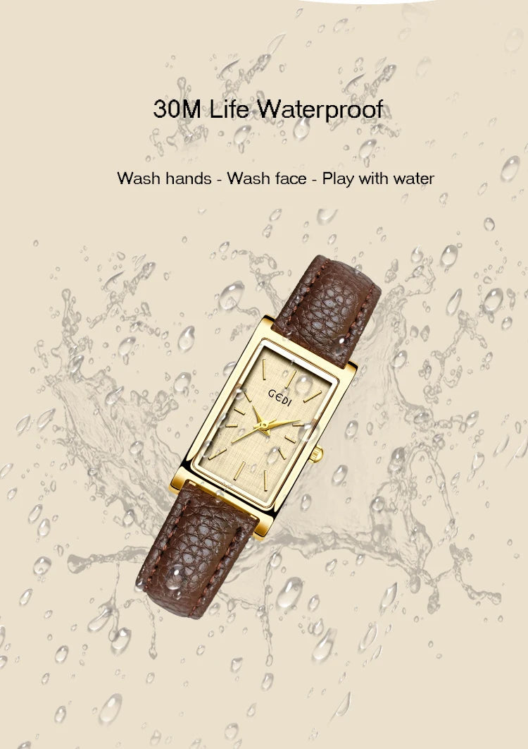 Ladies Watch Simple High-end Feel  Ankela Red Square Temperament Retro Style Waterproof belt Women's Fashion Quartz Watches