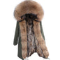 Maomaokong Winter Woman Natural Fur Overcoat Plus Size Black Parkas Raccoon Real Fur Lining Extra Larg Warm Jacket Coats Long