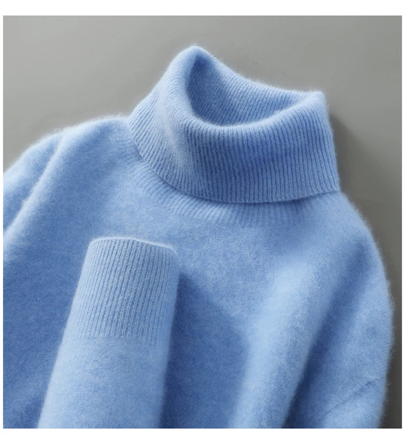 100% wool high neck sweater with pullover for men