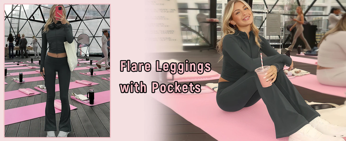 Women's High Waist Flare Yoga Pants – Tummy Control Bootcut Leggings