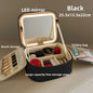 Makeup Bag With LED Mirror Large Capacity Travel Portable With Toilet Storage Bag and Mirror Women's Makeup Bag Organizer