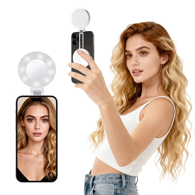 Portable Magnetic Beauty Light with Mirror, USB Rechargeable Selfie Light for Makeup