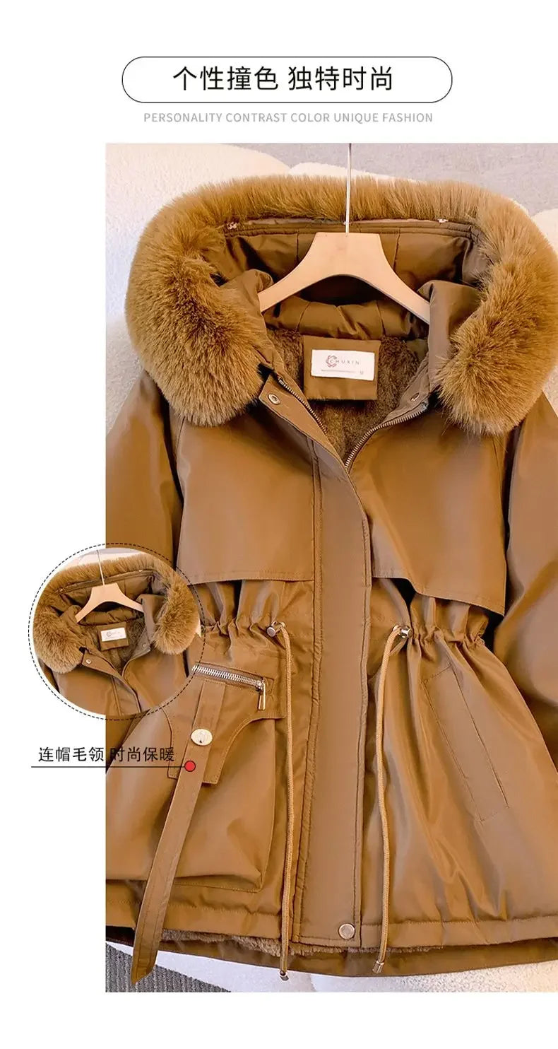Detachable Pai Overcomes Women's Winter 2026 New Casual Down Cotton Thicken Hooded Coat Female loose Warm Wool Overcoat