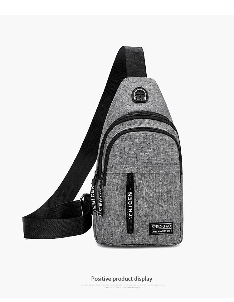 Travel Men's Handbags Multifunctional USB Chest Bag Designer Messenger Crossbody Bags Water-Proof Shoulder Bag Sports Back Pack