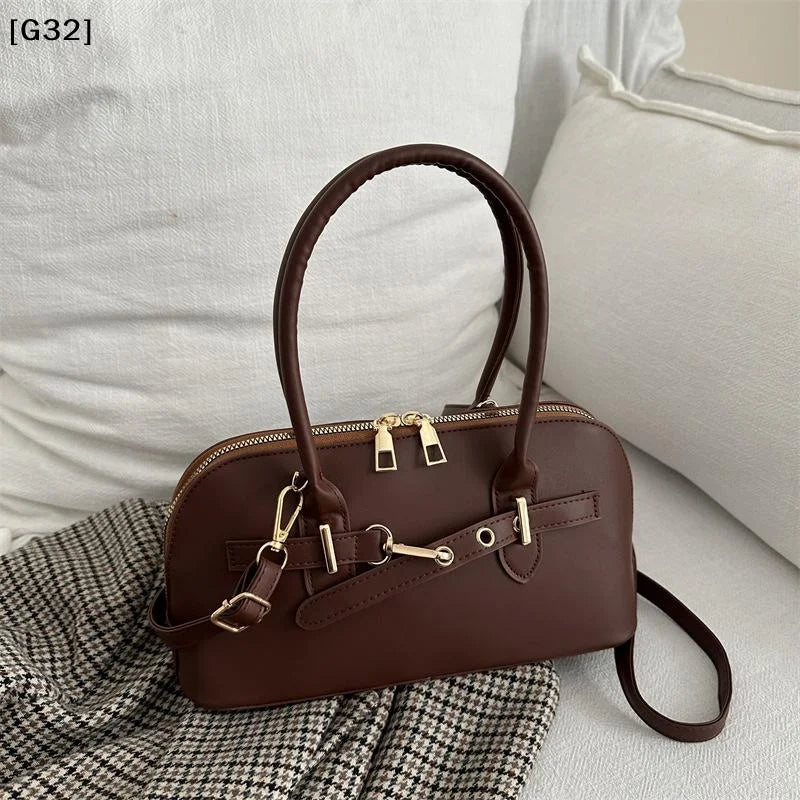 Women's Fashionable Handbag Retro Style Crossbody Bag For Commuting Soft PU Shoulder Bag[G32]