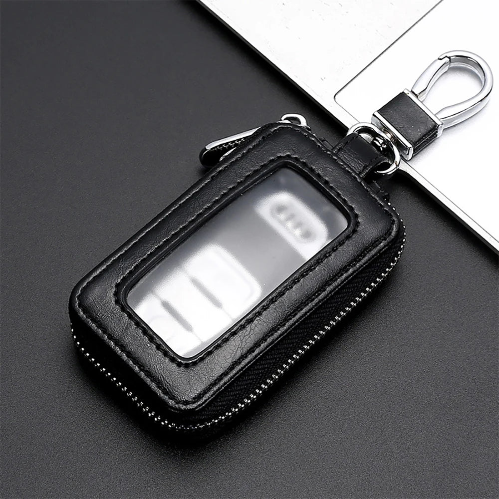 Visual Mirror Key Case Men & Women Leather Car Key Bag Wallet Fashion Housekeeper Holders Key Rings Home Key Zipper Bag