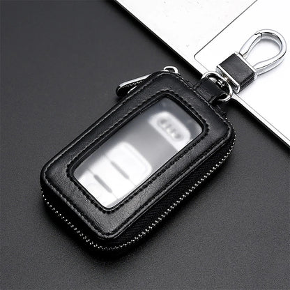 Visual Mirror Key Case Men & Women Leather Car Key Bag Wallet Fashion Housekeeper Holders Key Rings Home Key Zipper Bag