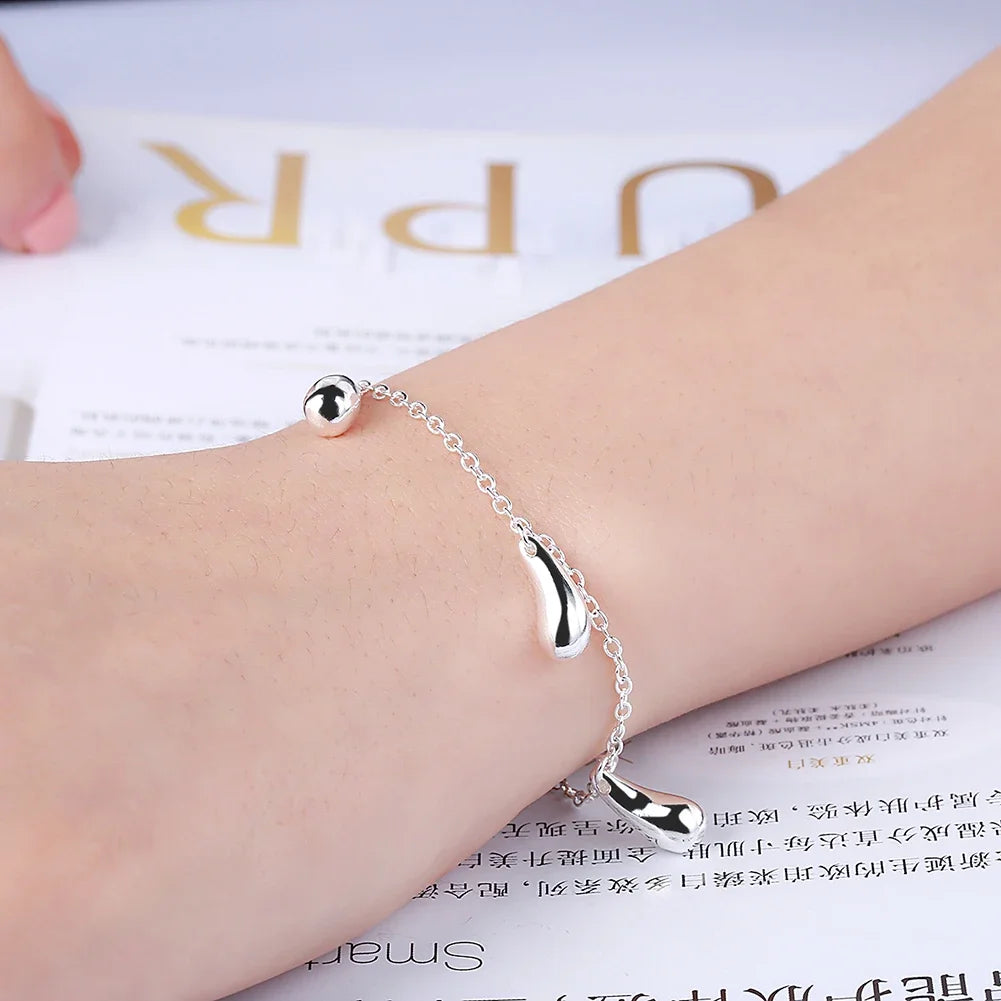 925 Sterling Silver classic Water drop Bracelet necklace earrings rings Jewelry sets for women Fashion Party wedding gifts