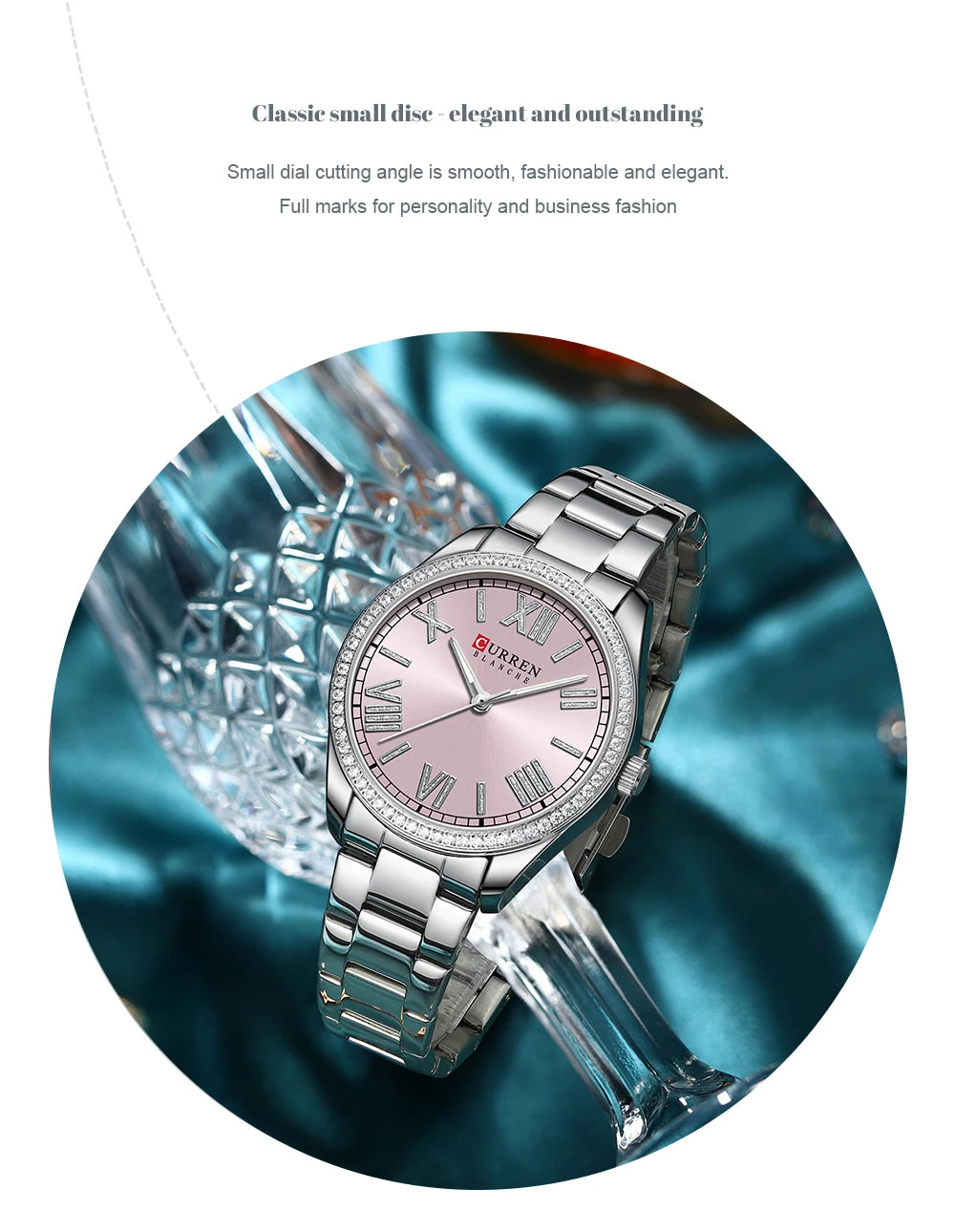 CURREN Luxury Watch Women Ring Necklace Earrings Rhinestone Fashion Wristwatch Female Casual Ladies Watches Bracelet 5PCS Set