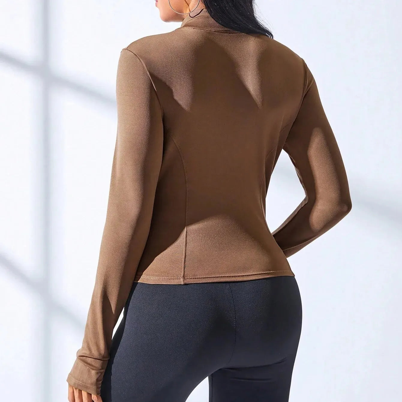 Women's Slim Fit Yoga Zip Jacket – Body Sculpting Short Sports Coat