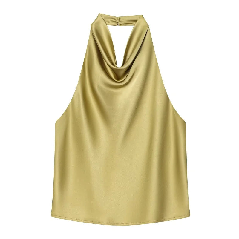 Styledora Satin Halter Top