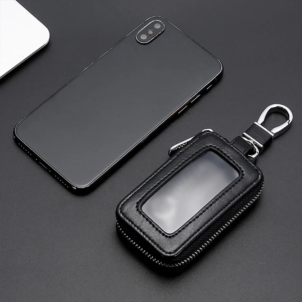 Visual Mirror Key Case Men & Women Leather Car Key Bag Wallet Fashion Housekeeper Holders Key Rings Home Key Zipper Bag
