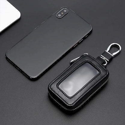 Visual Mirror Key Case Men & Women Leather Car Key Bag Wallet Fashion Housekeeper Holders Key Rings Home Key Zipper Bag