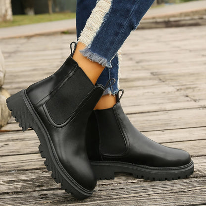 New Autumn Winter Chelsea Boots Women Platform Brown Black Beige White Ankle Boots for Women Fur Short Chunky Punk Gothic Shoes