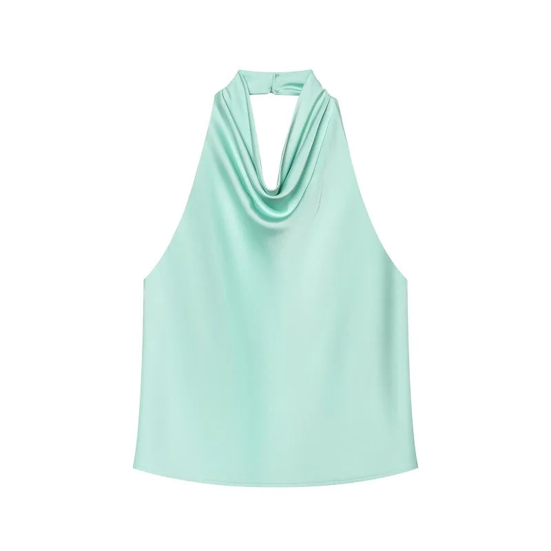 Styledora Satin Halter Top