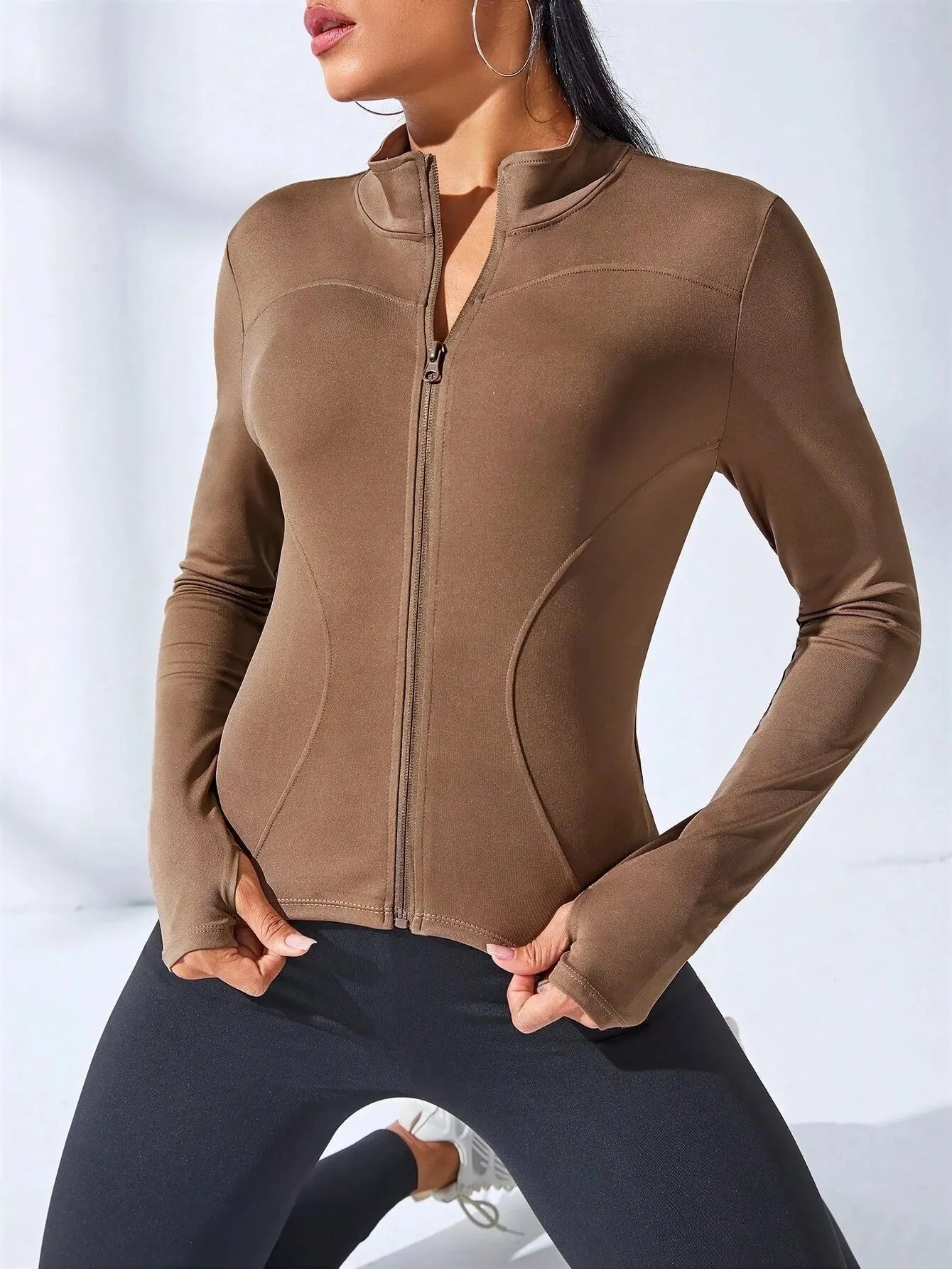 Women's Slim Fit Yoga Zip Jacket – Body Sculpting Short Sports Coat