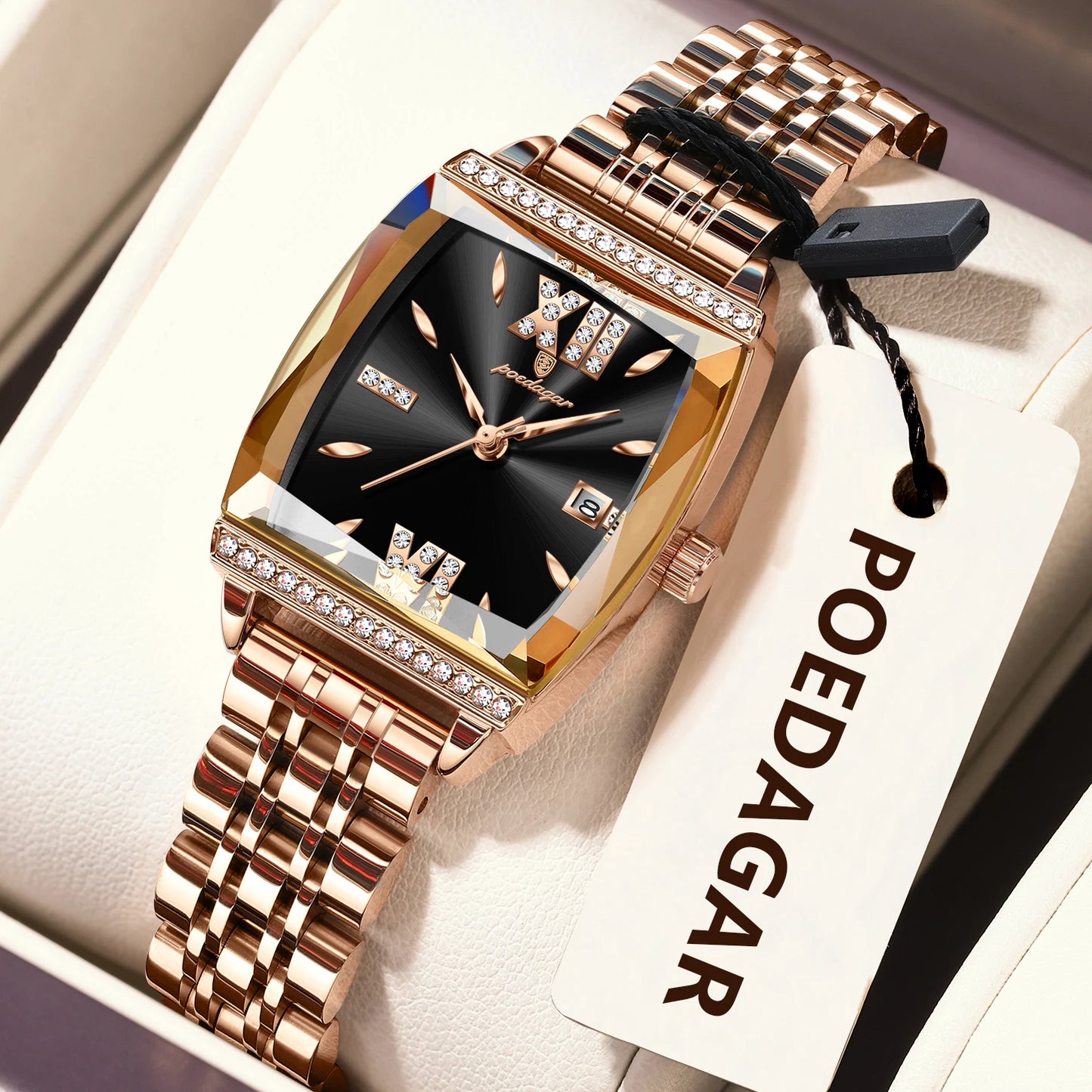 POEDAGAR Elegant Woman Watches High Quality Date Waterproof Luxury Ladies Watch Stainless Steel Casual Quartz Women's Wristwatch