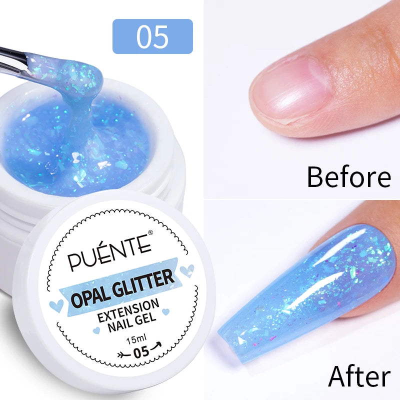 30ML Glitter Poly Nail Gel Hema Free Pink Glitter Acrylic Gel Finger Extension Nail Gel Semi-Permanent Nail Varnish For Manicure