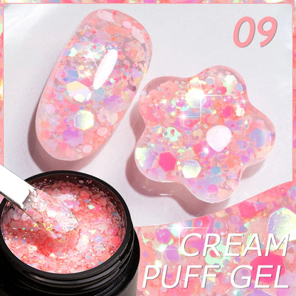 30ML Glitter Poly Nail Gel Hema Free Pink Glitter Acrylic Gel Finger Extension Nail Gel Semi-Permanent Nail Varnish For Manicure