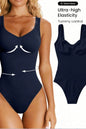 Women's Seamless Yoga Bodysuit – Low Neck Sleeveless Fitness Top