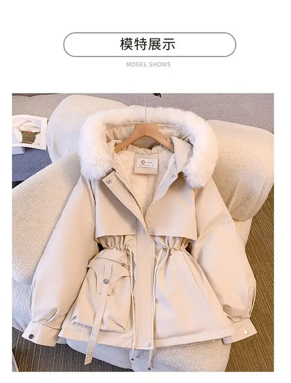Detachable Pai Overcomes Women's Winter 2026 New Casual Down Cotton Thicken Hooded Coat Female loose Warm Wool Overcoat